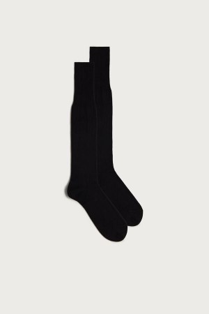 Intimissimi Høje Cashmere-Silk-Bomulds Blend Socks Sort | BDKSD35688