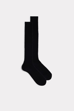 Intimissimi Høje Ribbet Egyptian Bomulds Socks Sort | LDKTR15583