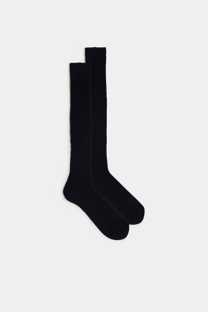 Intimissimi Høje Ribbet Egyptian Bomulds Socks Blå | PDKQX19700