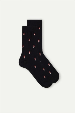 Intimissimi Kort Socks in Patterned Bomulds Sort | FDKUI33944