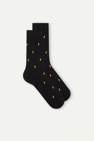 Intimissimi Kort Socks in Patterned Bomulds Sort | DKXBR34283