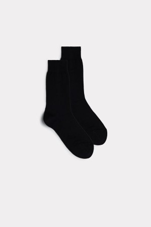 Intimissimi Kort Warm Bomulds Socks Sort | SDKNY99994