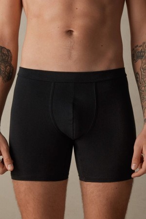 Intimissimi Long Boxers in Stretch Supima® Bomulds Sort | DKZPD33928