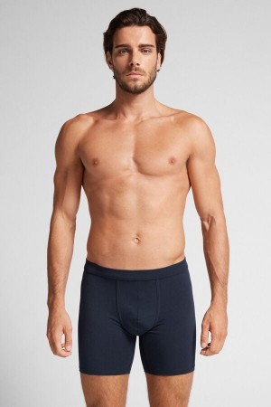 Intimissimi Long Boxers in Stretch Supima® Bomulds Blå | DKCVG88599