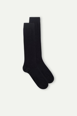 Intimissimi Long Socks in Stretch Supima® Bomulds Sort | DKICD96844