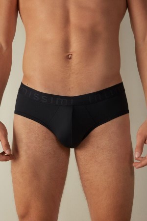 Intimissimi Microfiber Briefs with Logo Detail Blå | LDKTR42908