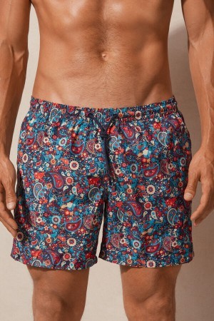 Intimissimi Orange Paisley Print Swim Trunks Flerfarvede | PDKER26492