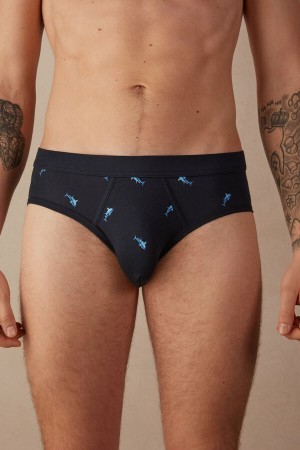 Intimissimi Shark Briefs in Natural Fresh Supima® Bomulds Blå | LDKTR75018