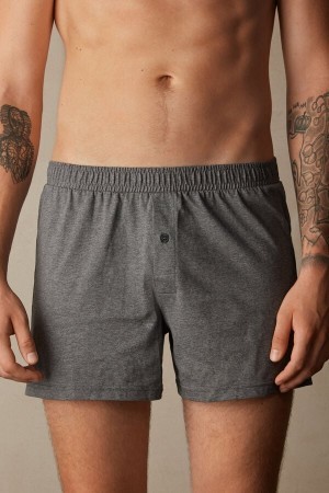 Intimissimi Solid Color Bomulds Jersey Relaxed Fit Boxers Mørkegrå | TDKPQ34447