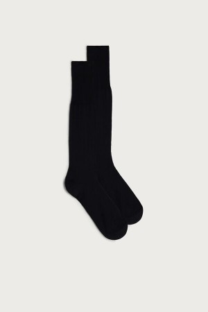 Intimissimi Høje Sateen Egyptian Bomulds Socks Sort | SDKNY68112