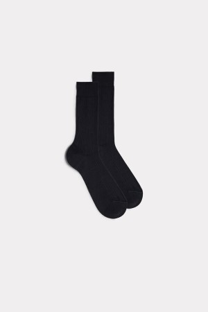 Intimissimi Kort Ribbet Egyptian Bomulds Socks Grå | DKDYB84641