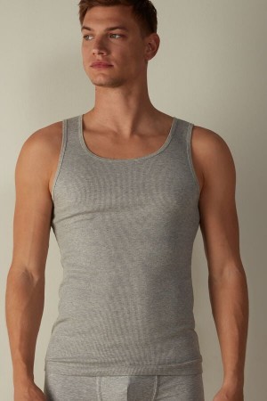 Intimissimi Ribbet Supima Bomulds Tank Top Grå | DKNZX14447