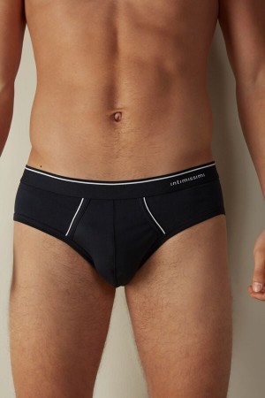 Intimissimi Supima Bomulds Briefs with Visible Elastic Blå | DKEAH44756