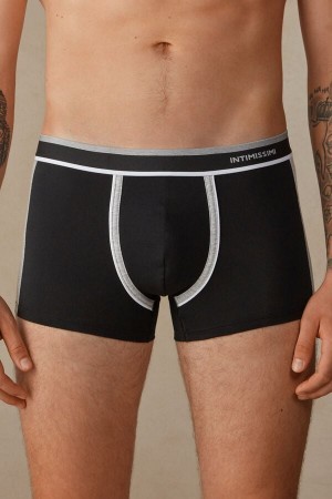 Intimissimi Two-tone Boxers in Stretch Supima® Bomulds Sort | DKJVR30166