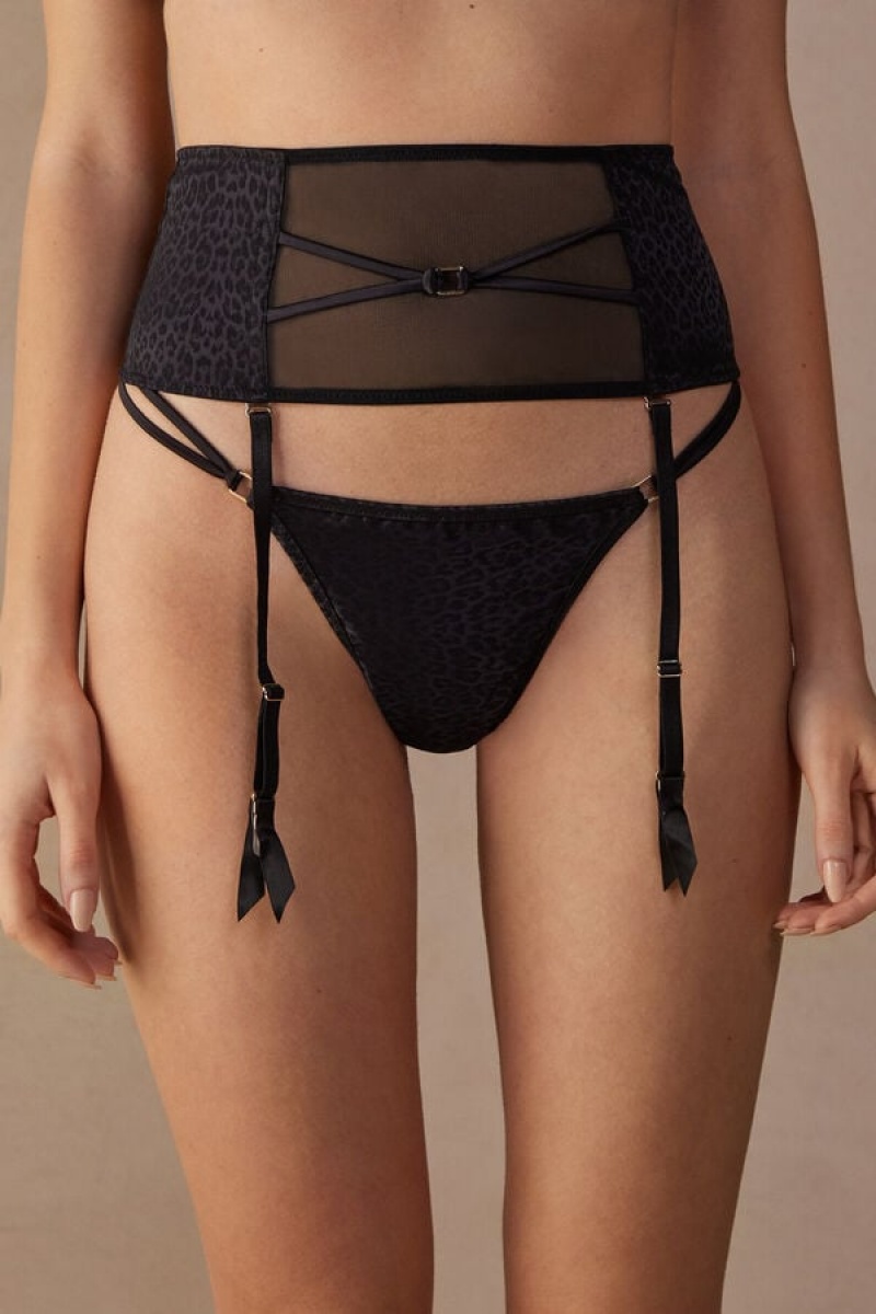 Intimissimi Cool Minimal Garter Belt Sort | QDKWA71959