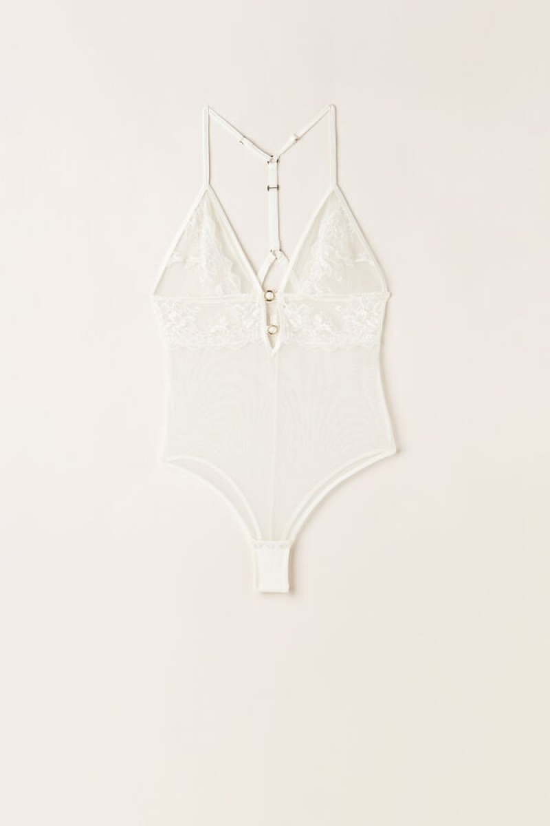 Intimissimi Fearless Femininity Tulle and Blonder Bodysuit Hvide | YDKVQ22156