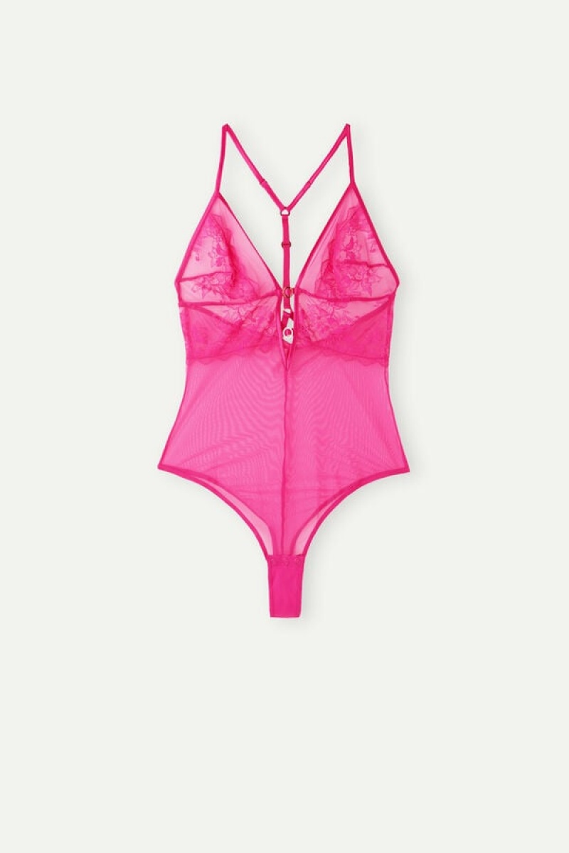 Intimissimi Fearless Femininity Tulle and Blonder Bodysuit Lyserød | TDKWZ39543