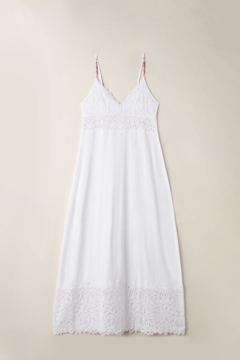 Intimissimi Hot Summer Days Long Nightgown in Supima® Ultrafresh Bomulds Hvide | DKCIF62657