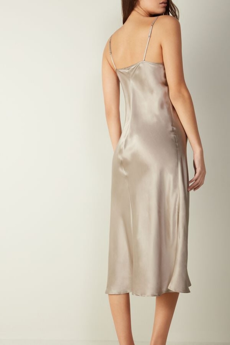 Intimissimi Midi-Length Slip in Silk Natural | GDKEC88466