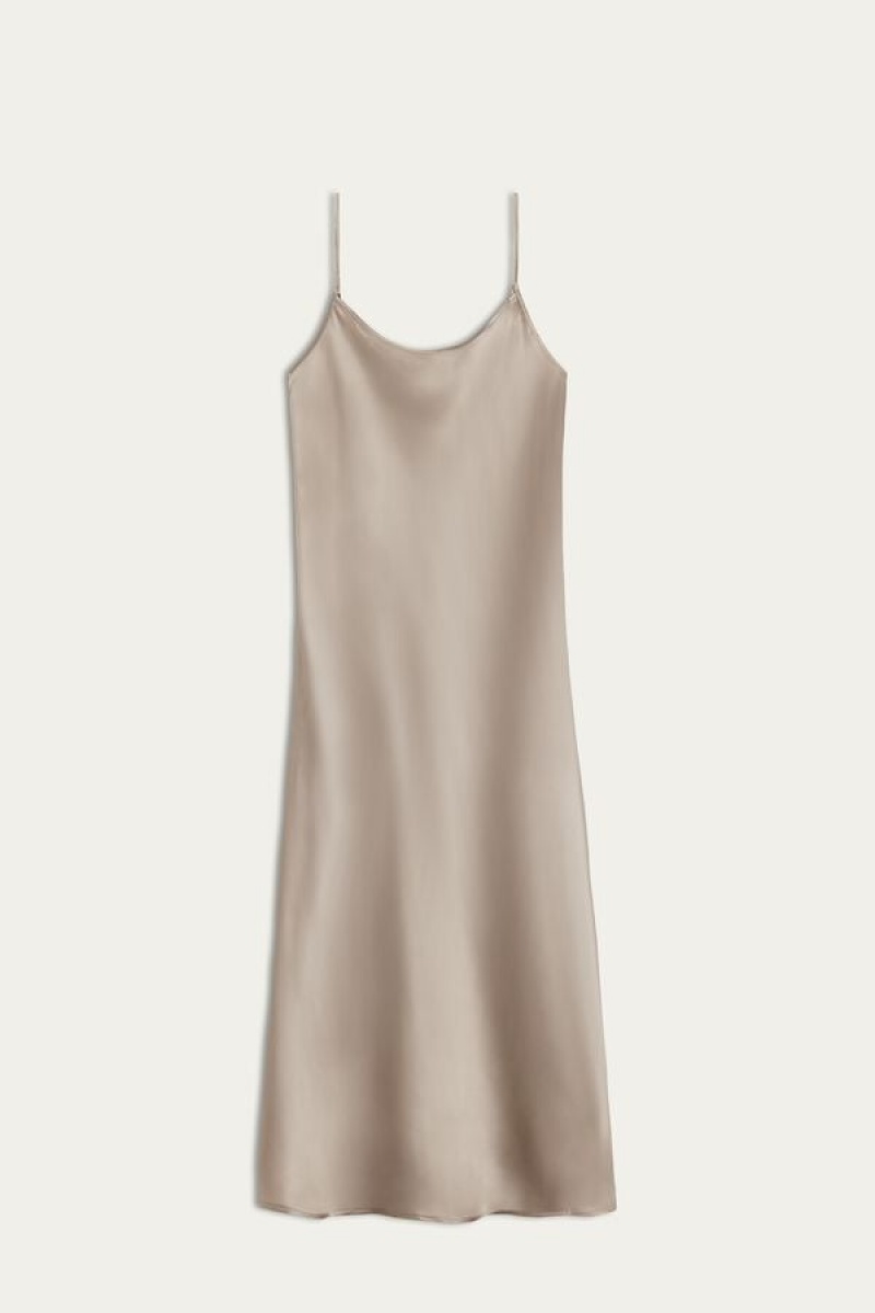 Intimissimi Midi-Length Slip in Silk Natural | GDKEC88466