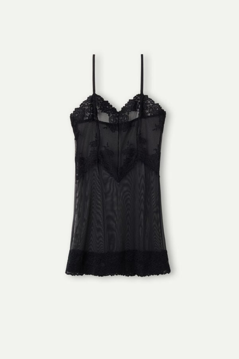 Intimissimi Pretty Flowers Babydoll Sort | DKXMI86461