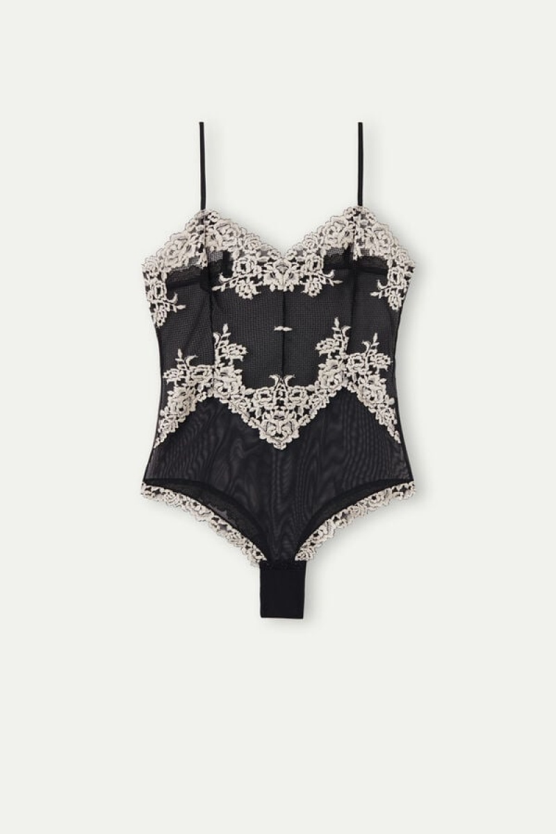 Intimissimi Pretty Flowers Tulle and Blonder Bodysuit Flerfarvede | FDKUI85779