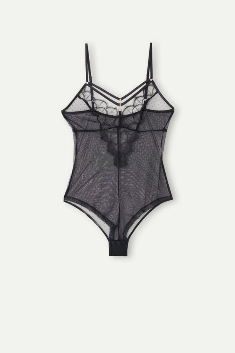 Intimissimi Pure Charme Tulle Bodysuit Sort | DKZPD98804