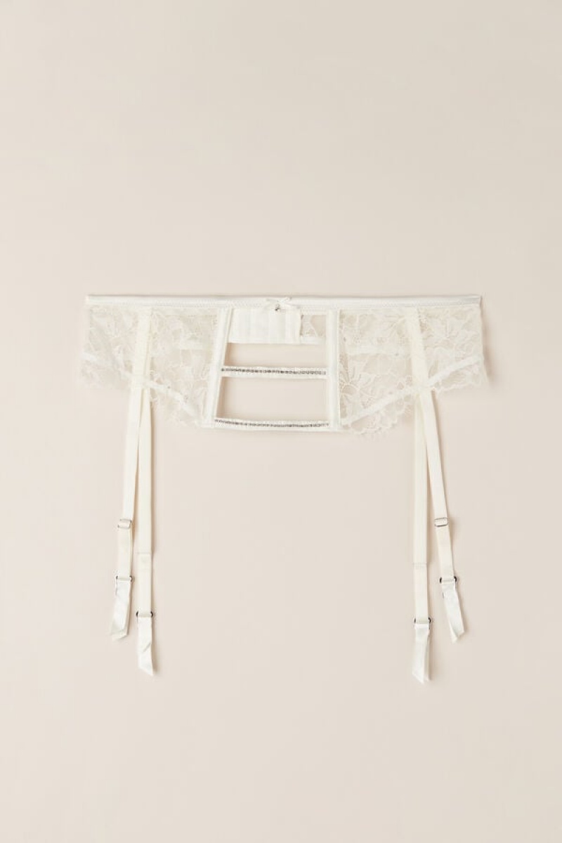 Intimissimi Shine High Like Stars Garter Belt Hvide | LDKTR24582