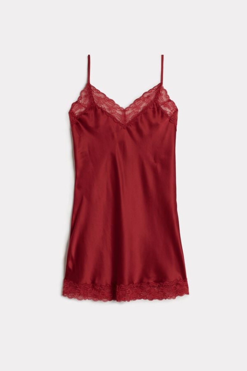 Intimissimi Silk Slip with Blonder Insert Detail Rød | BDKSO44546