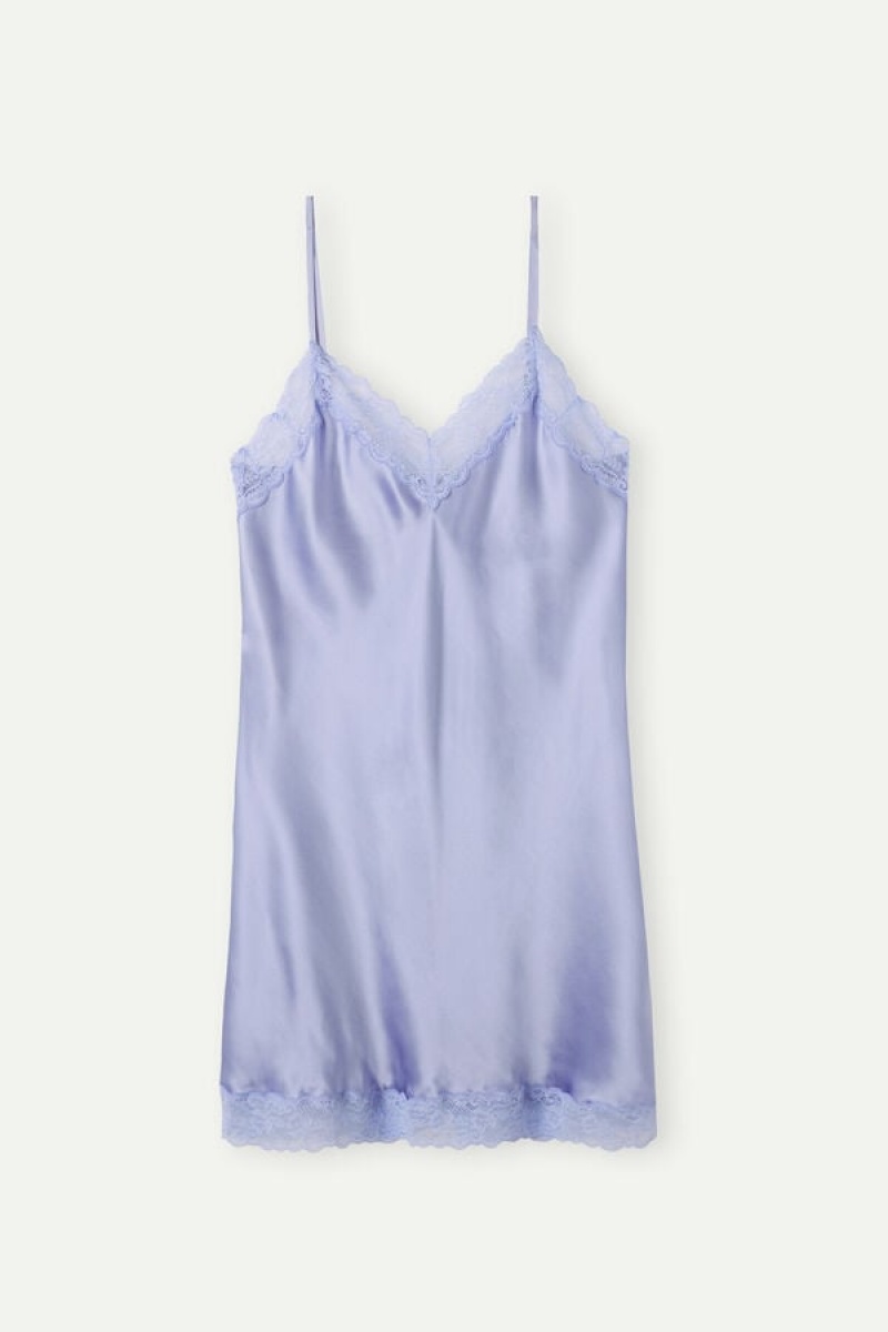 Intimissimi Silk Slip with Blonder Insert Detail Violet | DDKVO22105