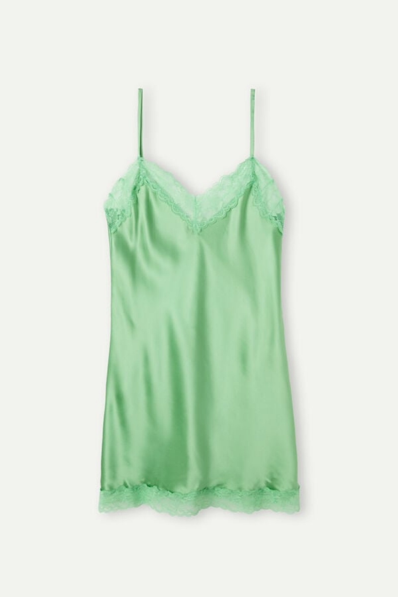 Intimissimi Silk Slip with Blonder Insert Detail Grøn | DKXMI12524