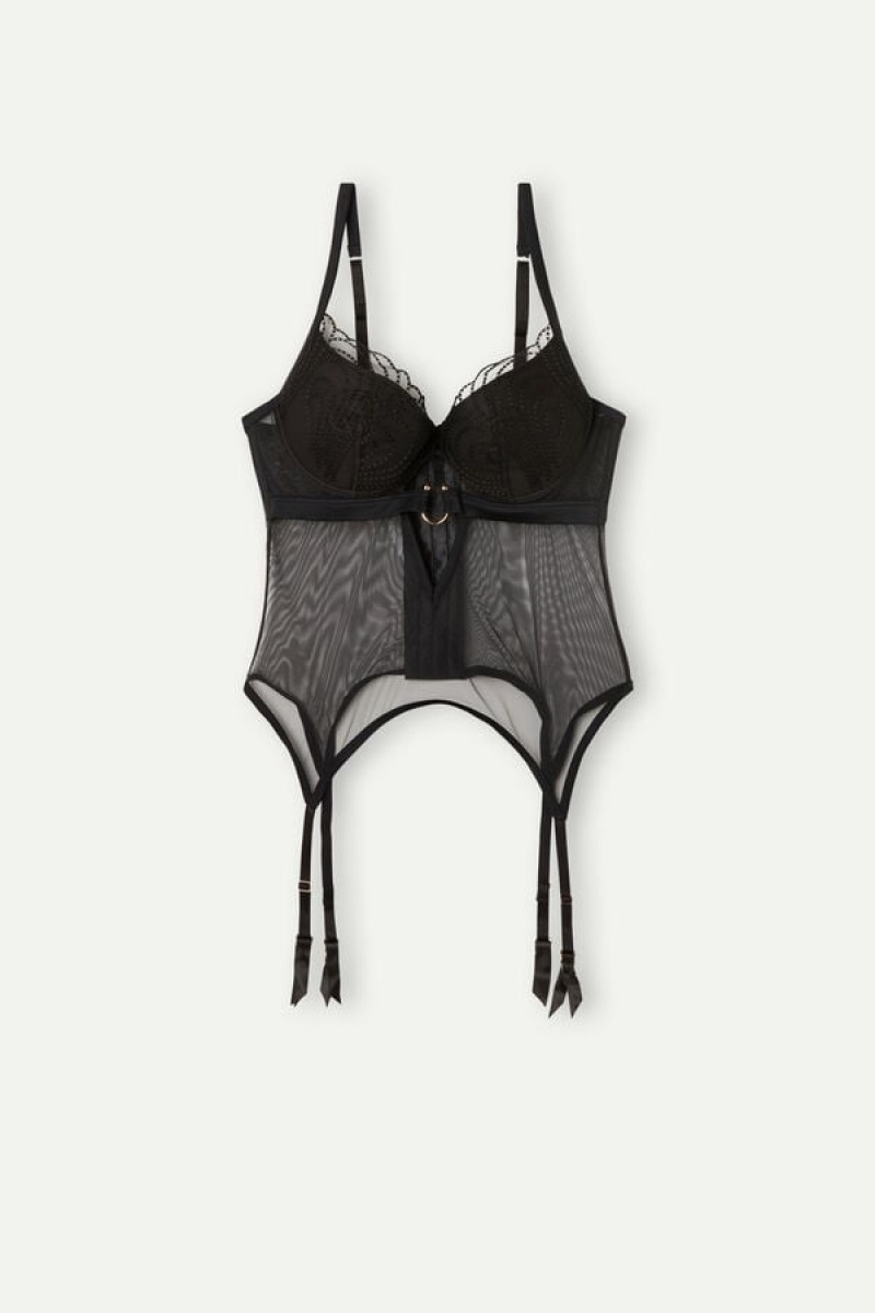 Intimissimi Steal the Show Guipure Demi-Cup Bra Sort | SDKVO18632