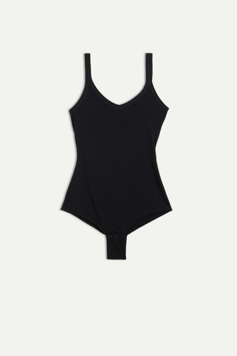 Intimissimi Tank Stil Bodysuit in Supima® Ultralight Bomulds Sort | DKXMI29219