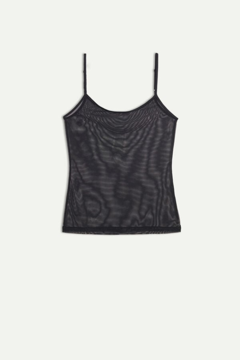 Intimissimi Tulle Spaghetti Páskové Top Sort | DKQCS97325