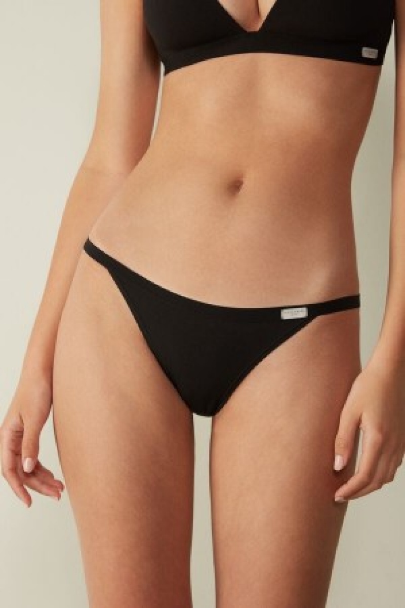 Intimissimi Bomulds String Panties Sort | DKJZR58573