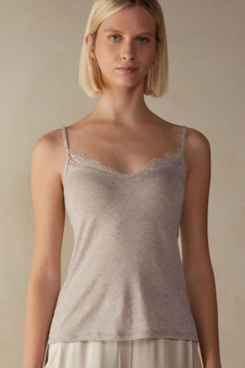 Intimissimi Modal Ultralight Cashmere Blend Top with Blonder Natural | GDKUC27748