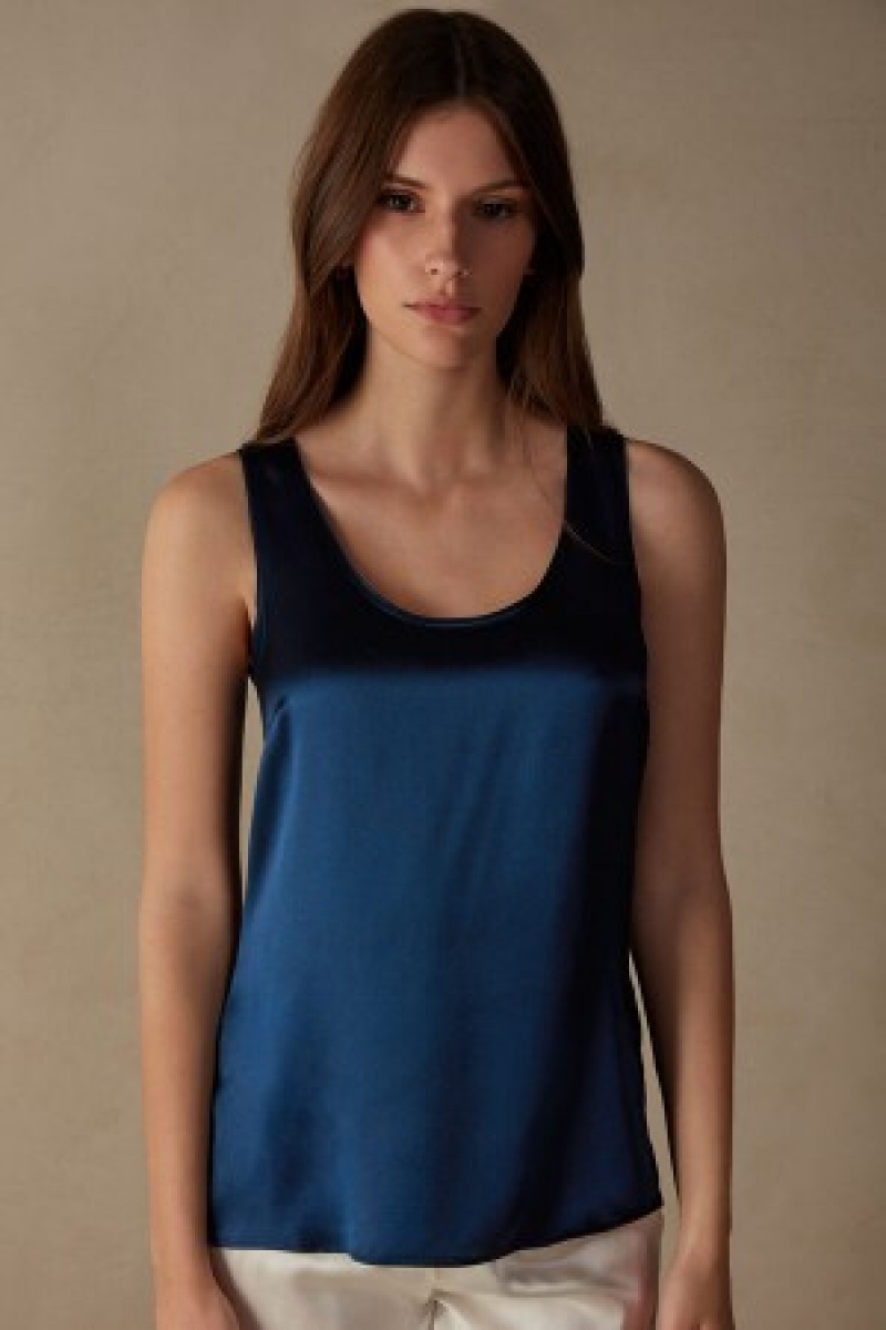 Intimissimi Silk and Modal Tank Top Blå | ZDKMJ53254