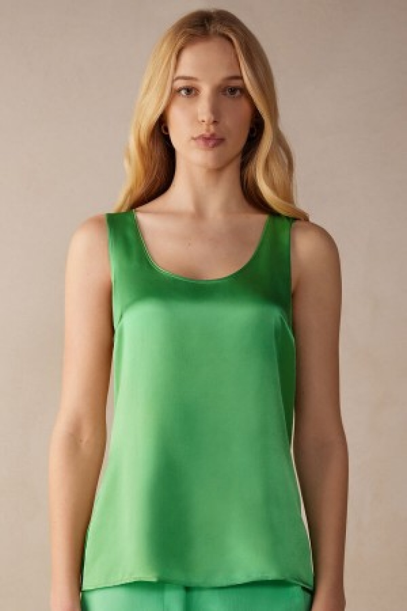 Intimissimi Silk and Modal Tank Top Grøn | LDKSX63259