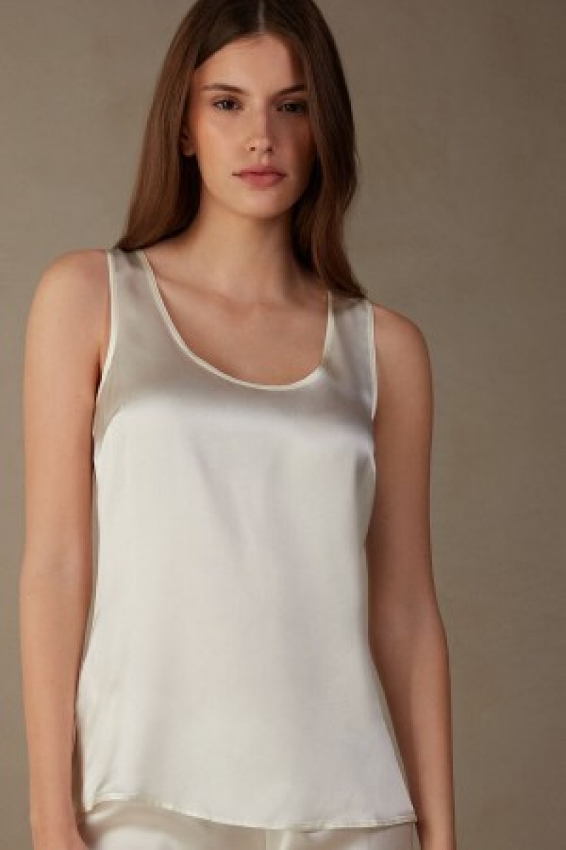 Intimissimi Silk and Modal Tank Top Hvide | ZDKMJ34075