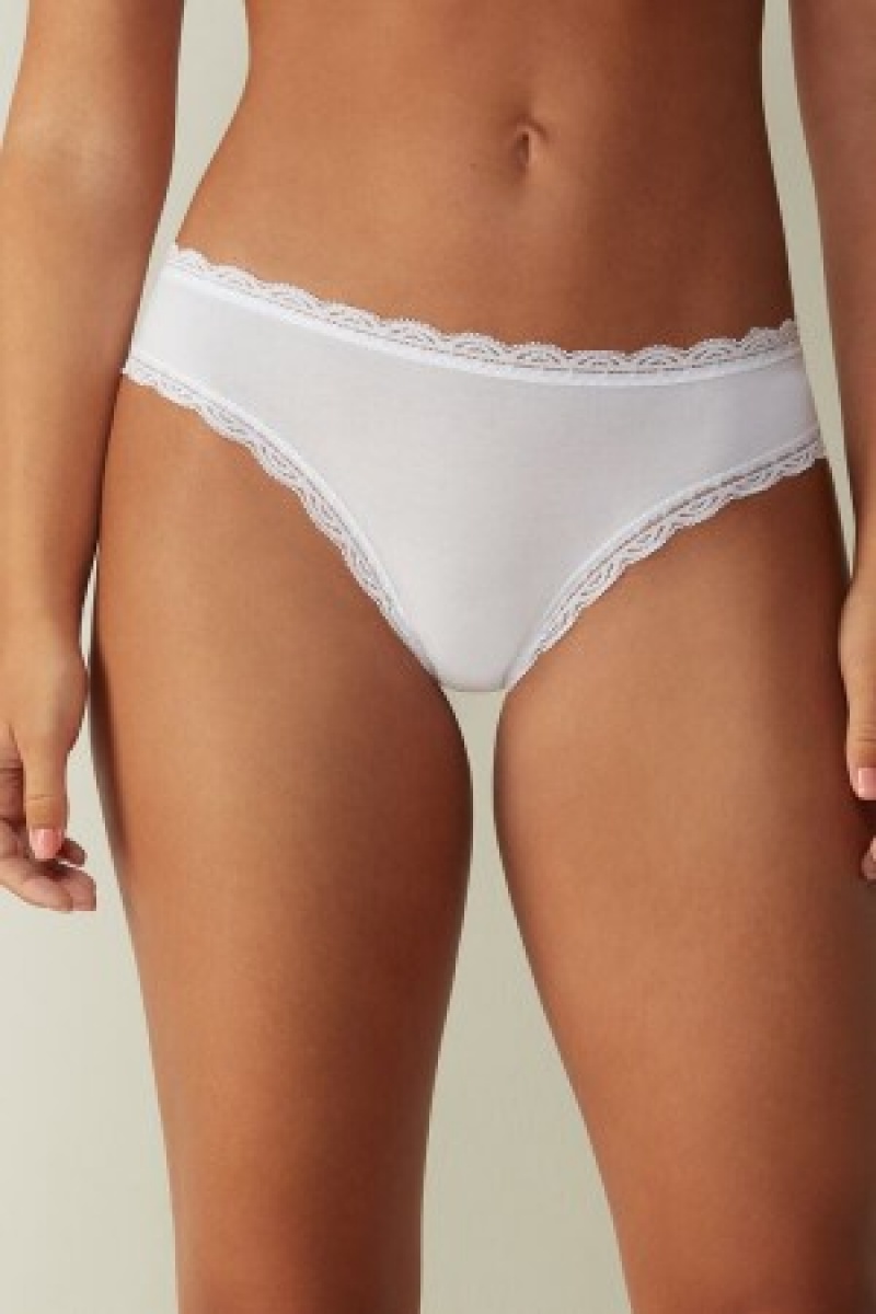 Intimissimi Bomulds and Blonder Panties Hvide | YDKGT10468