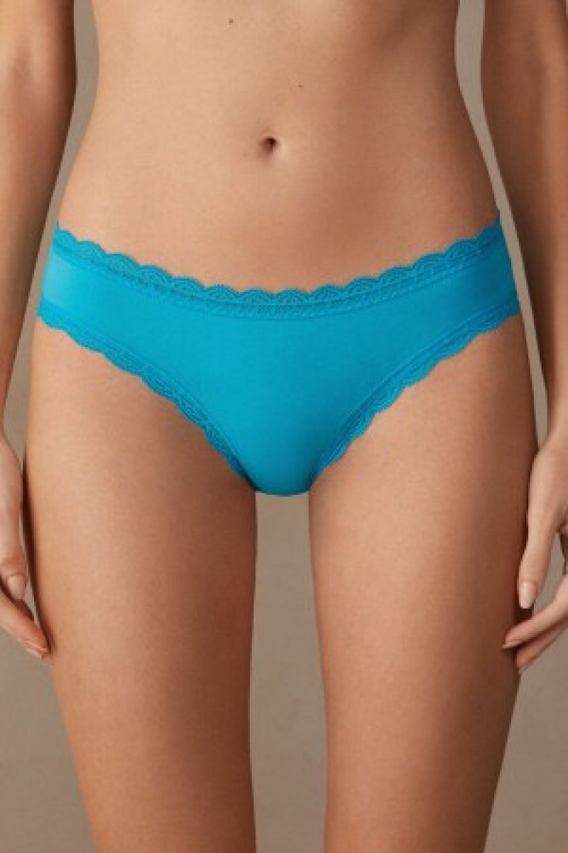 Intimissimi Bomulds and Blonder Panties Blå | DKCVG12956