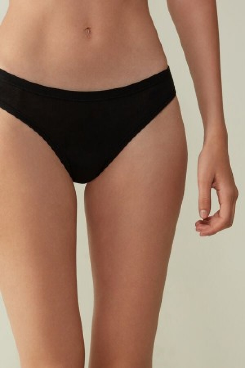 Intimissimi Brazilian Panties in Ultralight Supima® Bomulds Sort | DKEGJ50643