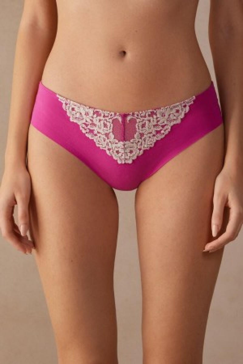 Intimissimi Pretty Flowers Seamless Bomulds Panties Lyserød | XDKBH33850