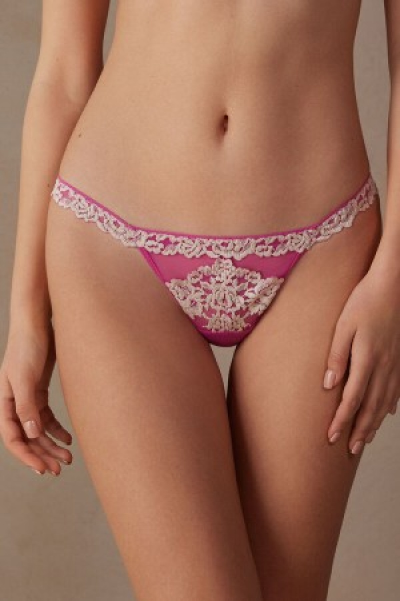 Intimissimi Pretty Flowers String Thong Lyserød | DKICD88079