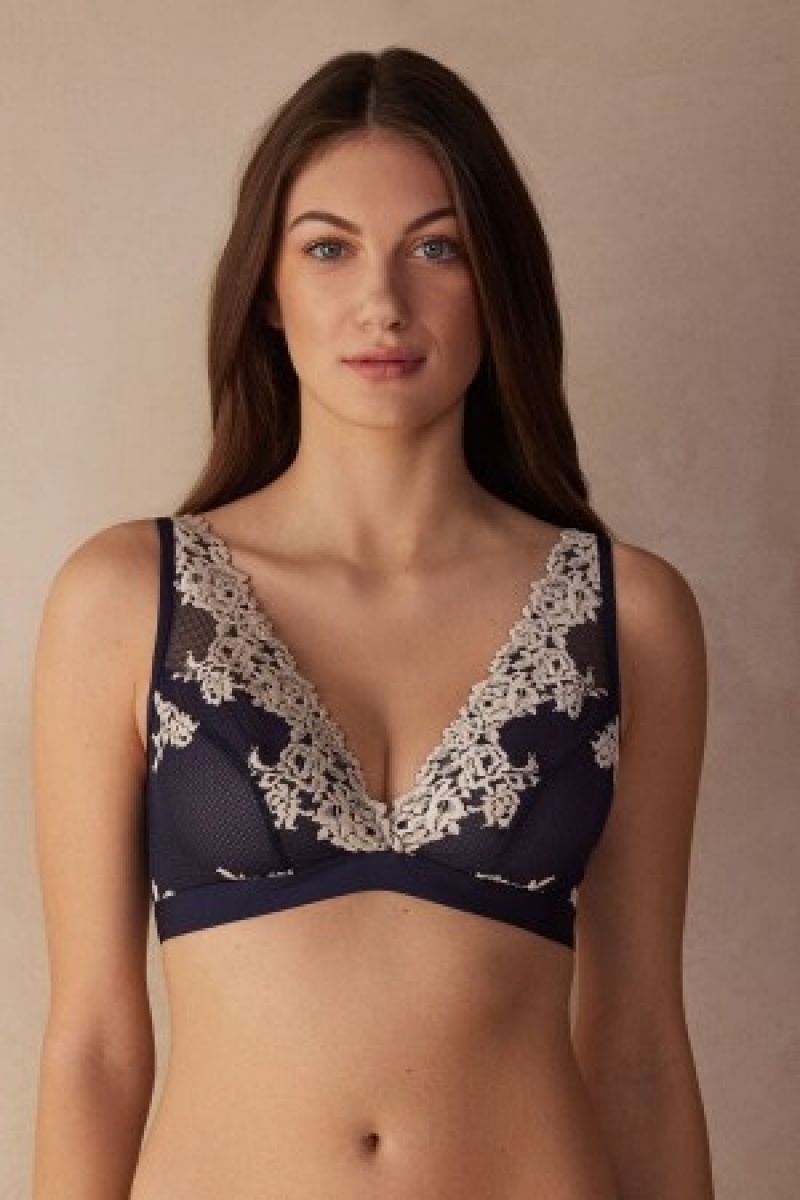 Intimissimi Pretty Flowers Lara Triangle Bra Blå | DKEGJ28537