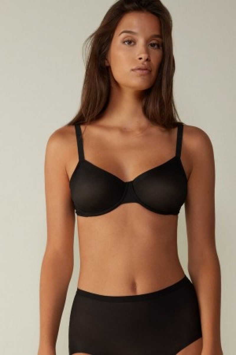 Intimissimi Sveva Invisible Touch Balconette Bra Sort | ADKWC67943