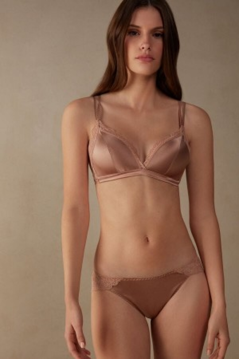 Intimissimi Tiziana Silk and Blonder Triangle Bra Natural | MDKHR23817