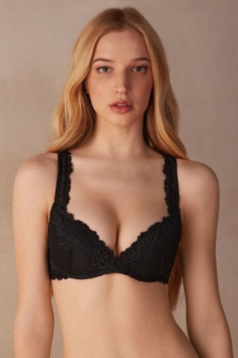 Intimissimi Pretty Flowers Gioia Super Push-up Bra Sort | DKDYB46649