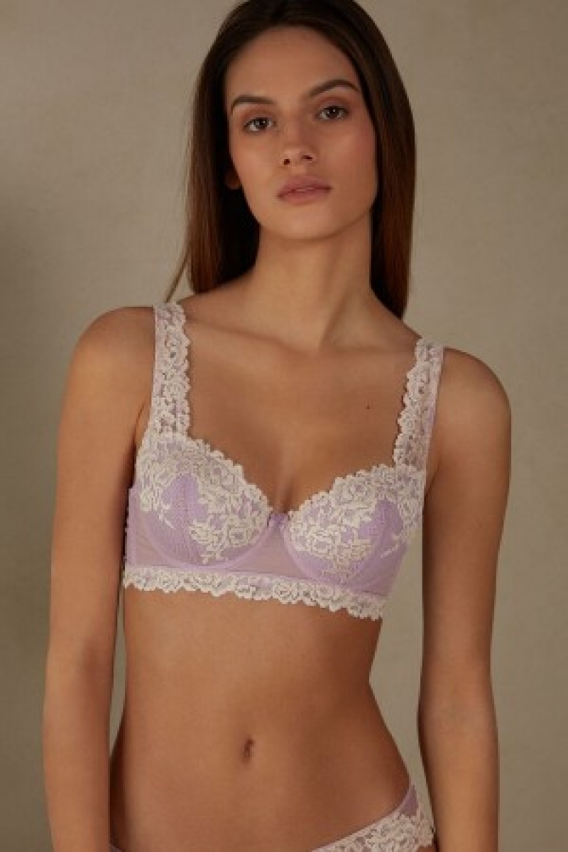 Intimissimi Pretty Flowers Sofia Balconette Bra Violet | DKCVG53602