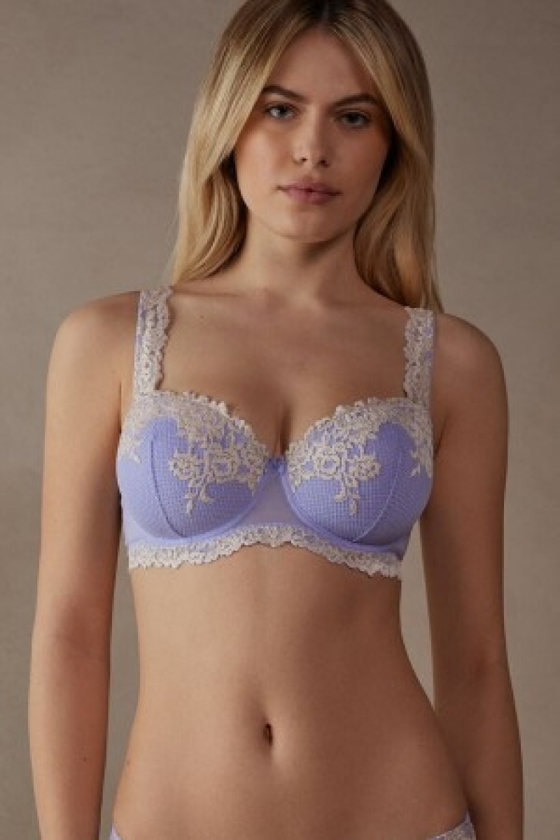 Intimissimi Pretty Flowers Sofia Balconette Bra Violet | DKDFL37804